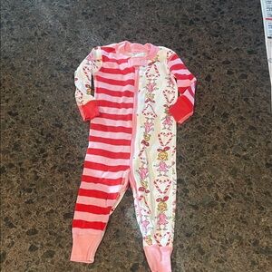 Hanna Andersson Pink and Red Striped Kids Footie Cindy Lou Who